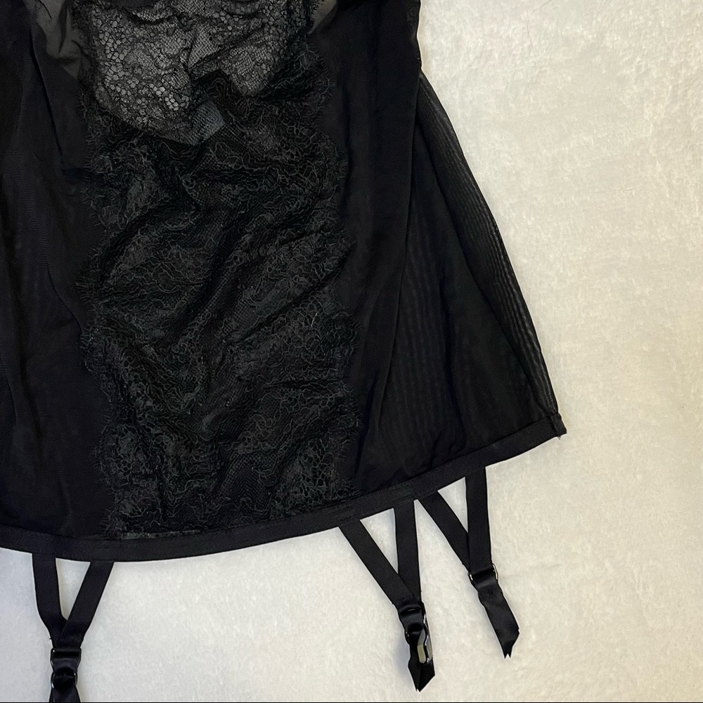 Victorias Secret Beautiful Solid Black Lace Lingerie One Piece Cup Size 36C - Picture 3 of 10